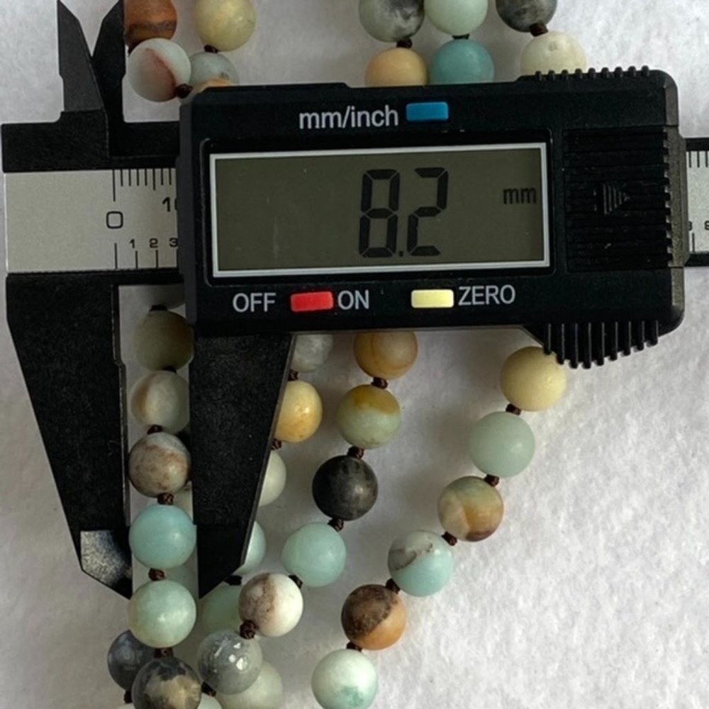 Multi-Strand 8mm Amazonite Beaded Collar Necklace 20" HOB 925 Knotted 5 Strand - Picture 8 of 12